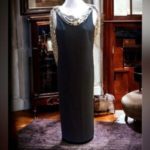 SCARLETT Long Formal Evening Gown Women’s Size 7/8 W/ Leopard Drape